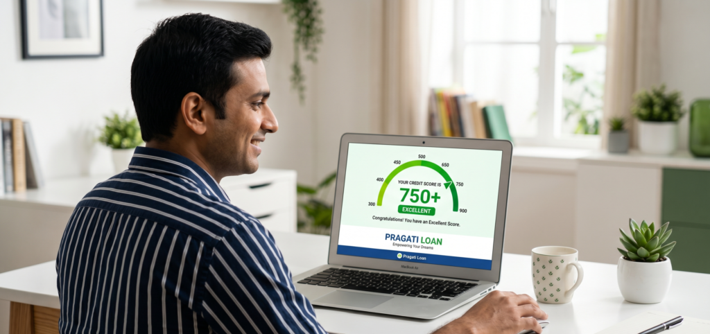 CIBIL score improvement 2026 — credit score meter showing 750 plus
