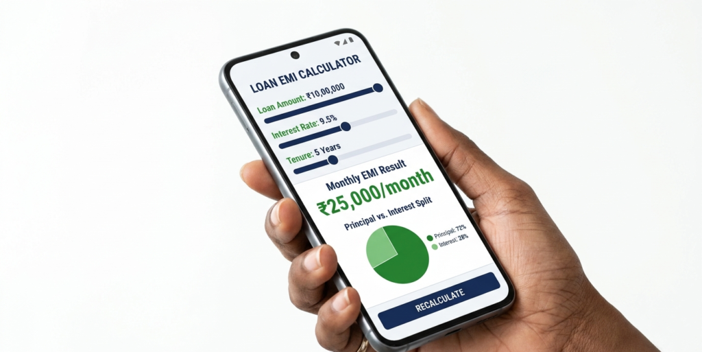 personal loan EMI calculator India 2026 monthly payment calculation